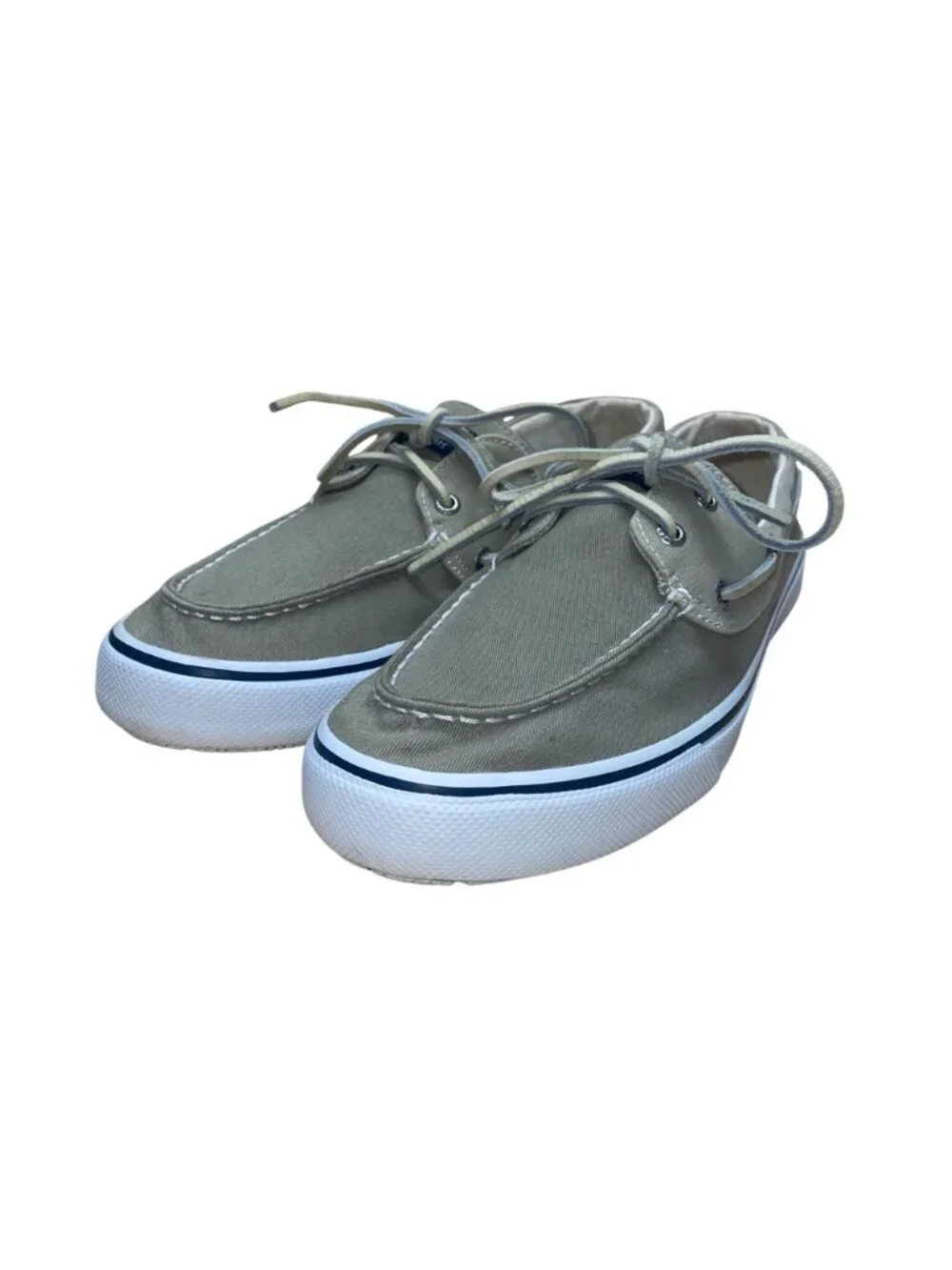 Sperry Men’s Light Olive Canvas Lace-Up  Bahama II Boat Shoes Size 11M